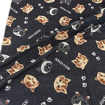 Amazon | 生地 ゴブランジャガード ねこフェイス柄 約140cm幅